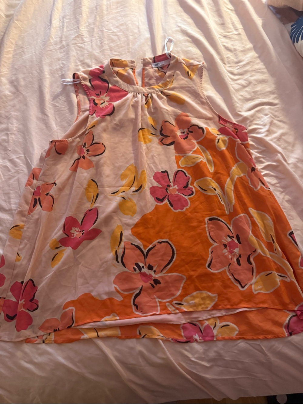 DR2 Sleeveless Floral Blouse in Orange, Pink, Yellow